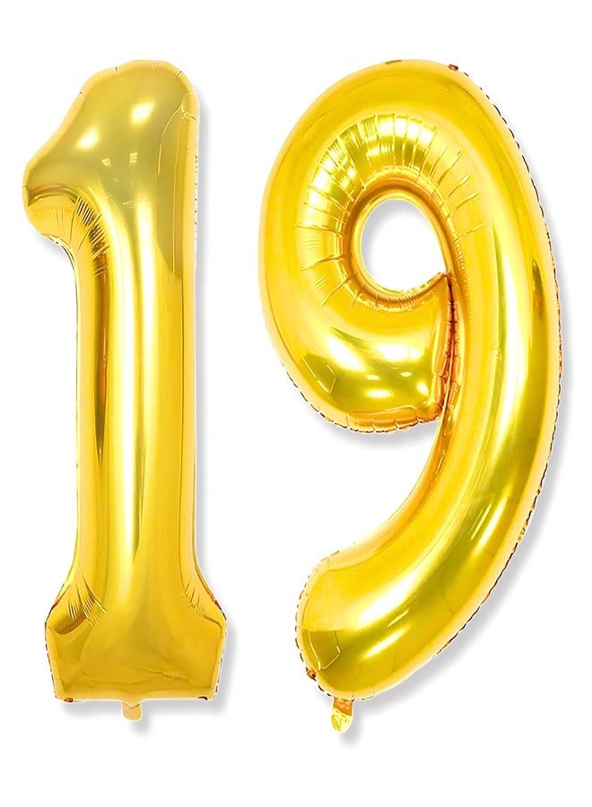 Flyloons 19 number Golden Foil Balloon 16 inch Size Birthday Decoration Items Pack of 2 | 19th Year Balloons | Nineteen - Image 1